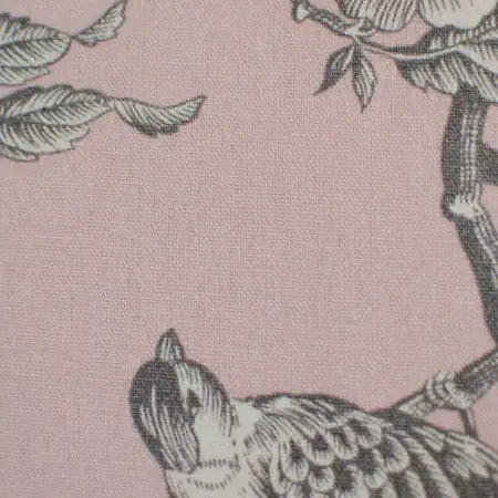EB - Toile de Jouy Mésange Gris/Rose 50cm