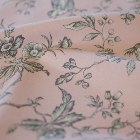 EB - Toile de Jouy Mésange Gris/Rose 50cm