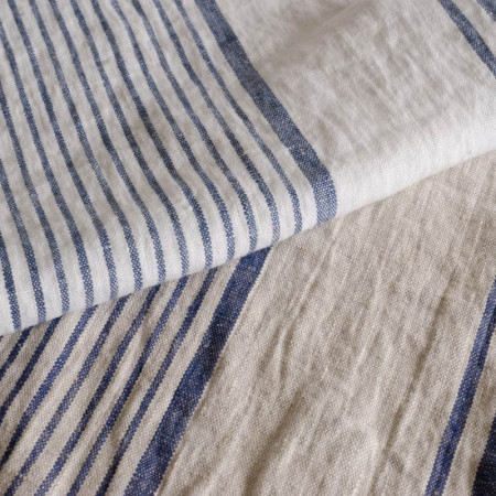Ariane white washed linen with blue stripes