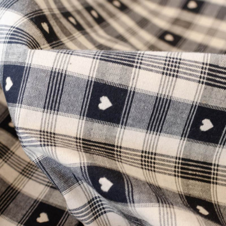 Matterhorn cotton canvas with small hearts Black and Linen