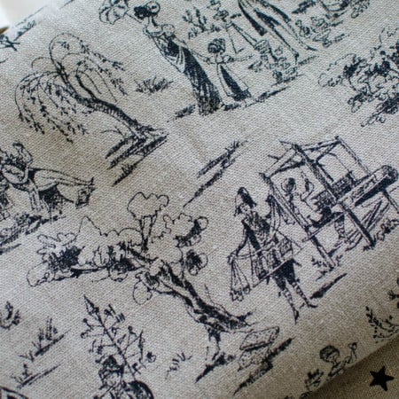 Jouy-style Mélina linen fabric