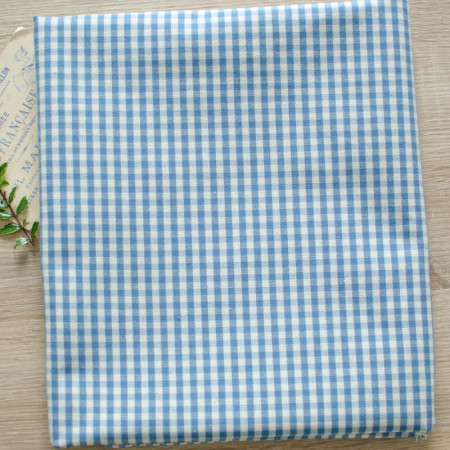Toile de coton Appoline tissé teint Vichy Bleu et Blanc à carreau de 4 mm