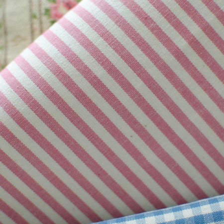Appoline Cotton Canvas Woven Dyed Gingham Pink and White 4mm Stripe