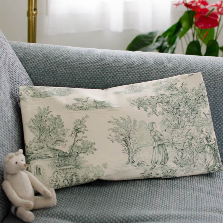 EB - Toile de Jouy cotton Pastoral green print - 50 cm