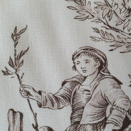 EB - Toile de Jouy cotton Pastoral brown print - 50 cm