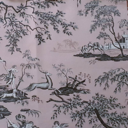 EB - Toile de Jouy Diane Rose in percale - 50 cm