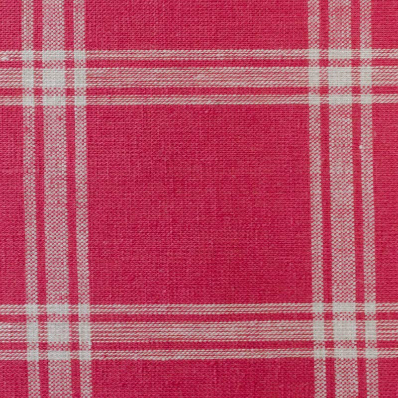Toile De Lin écru à Quadrillage Rouge - 180cm De Large - Vente Au Mètre/demi-mètre - Neuf