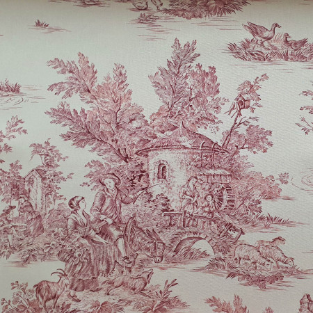 Toile de Jouy cotton Pastorale red print