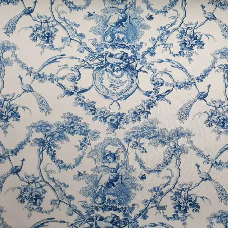 Toile de Jouy coton Ludivine Encre