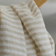Washed linen fabric with white and ecru vertical stripes