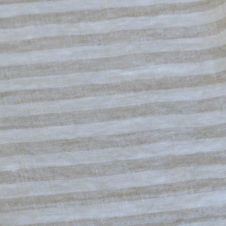 Toile de Lin lavé à rayures verticales blanches et écrues